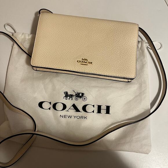 COACH Pebbled Leather F30256Anna Foldover Clutch Crossbody Bag - Picture 1 of 11